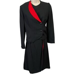 Black and Red Blazer Skirt Set